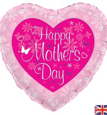 18" Butterfly Heart Mother's Day Foil Balloon