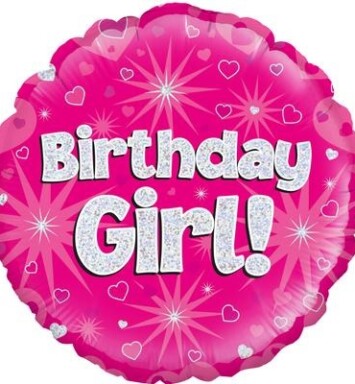 18" Birthday Girl Pink Foil Balloon