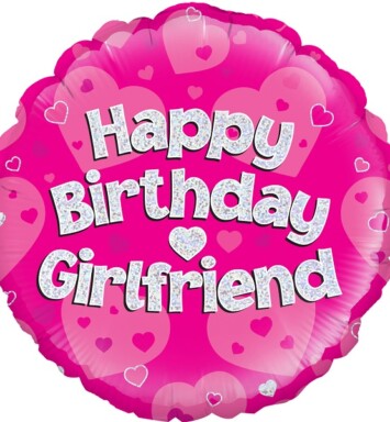 18" Happy Birthday Girlfriend Pink Foil Balloon