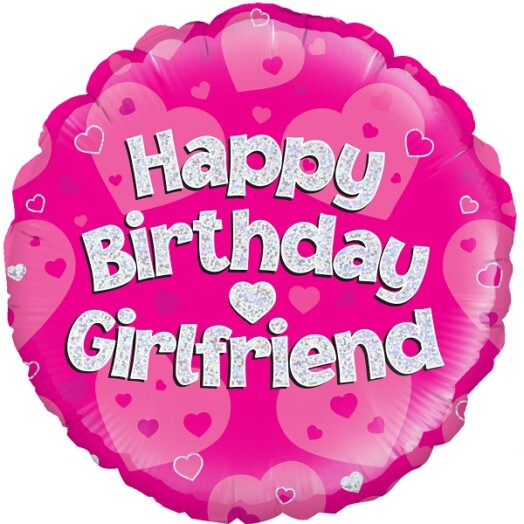 18" Happy Birthday Girlfriend Pink Foil Balloon