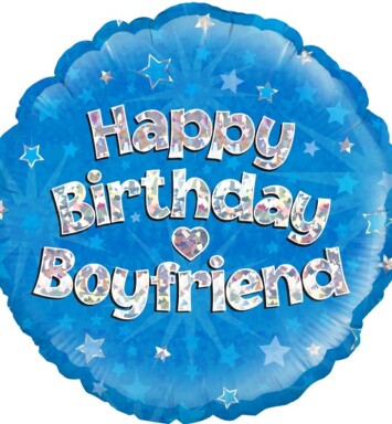 18" Happy Birthday Boyfriend Blue Foil Balloon