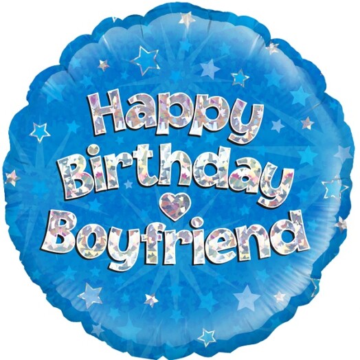 18" Happy Birthday Boyfriend Blue Foil Balloon