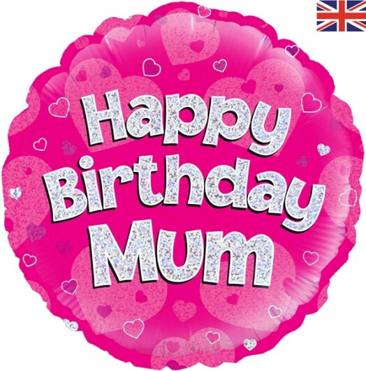 18" Happy Birthday Mum Pink Foil Balloon
