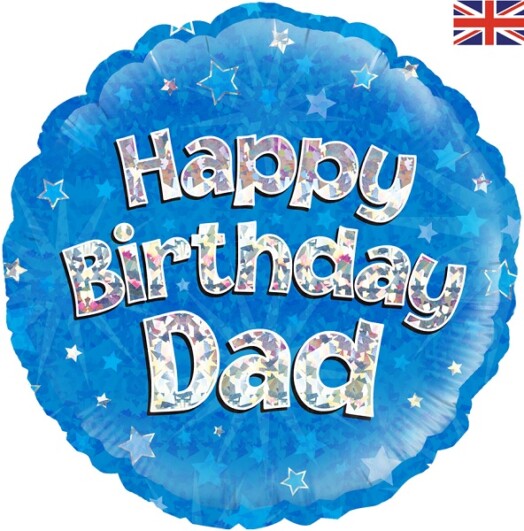18" Happy Birthday Dad Blue Foil Balloon
