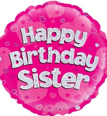 18" Happy Birthday Sister Pink Foil Balloon