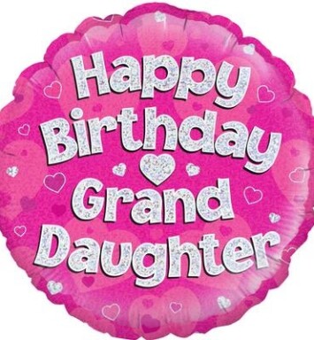 18" Happy Birthday Granddaughter Pink Foil Balloon