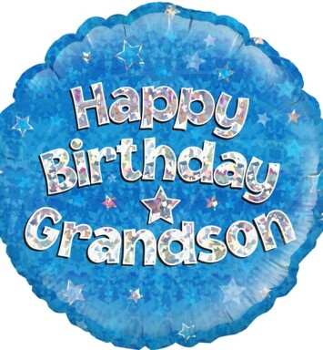 18" Happy Birthday Grandson Blue Foil Balloon