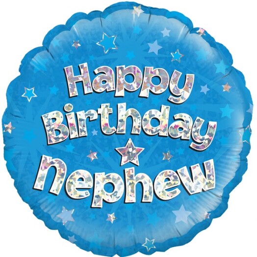 18" Happy Birthday Nephew Blue Foil Balloon