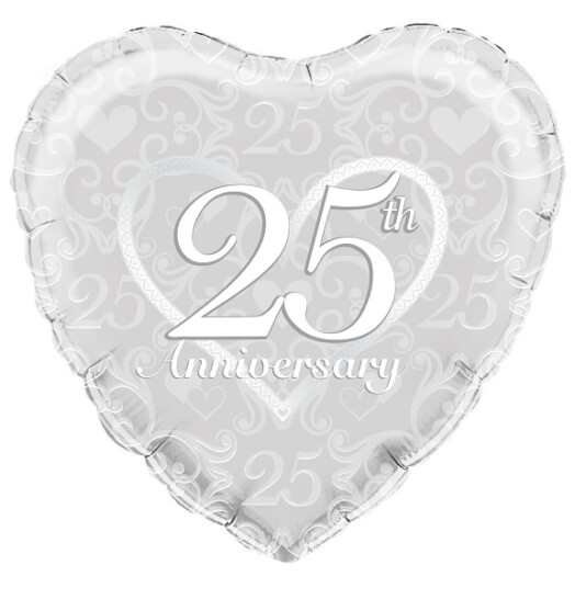 18 Inch Happy 25th Anniversary Filigree Foil Balloon