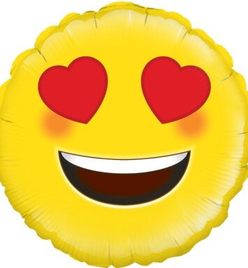 18" Heart Eyes Emoji Foil Balloon