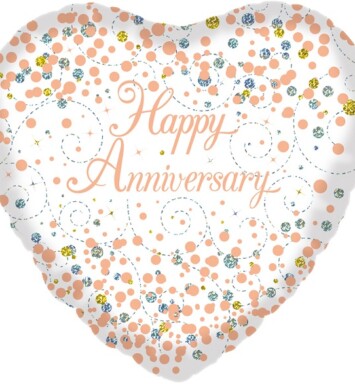 18 Inch Happy Anniversary Sparkling Fizz Rose Gold Foil Balloon