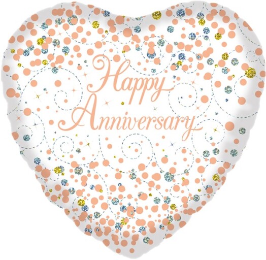 18 Inch Happy Anniversary Sparkling Fizz Rose Gold Foil Balloon