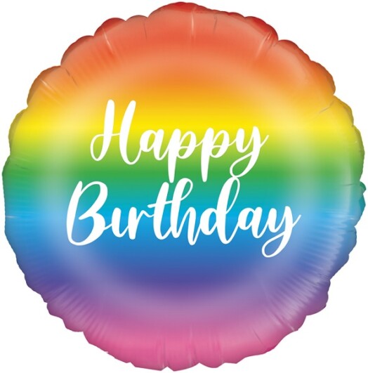 18 Inch Rainbow Script Birthday Foil Balloon
