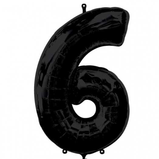 Large Black Number 6 Foil Balloon*ONE WEEK SPECIAL*
