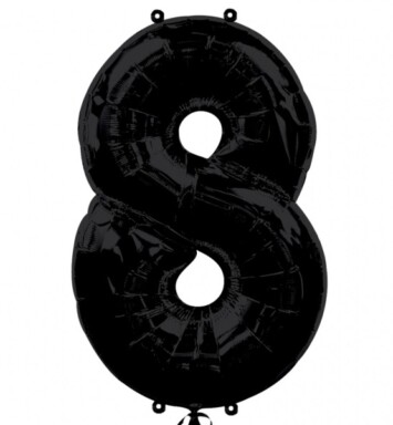 Large Black Number 8 Foil Balloon