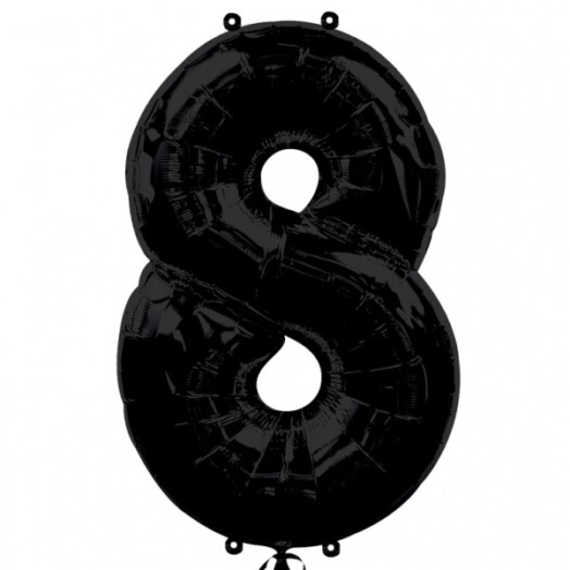 Large Black Number 8 Foil Balloon