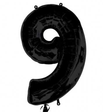 Large Black Number 9 Foil Balloon