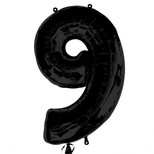 Large Black Number 9 Foil Balloon