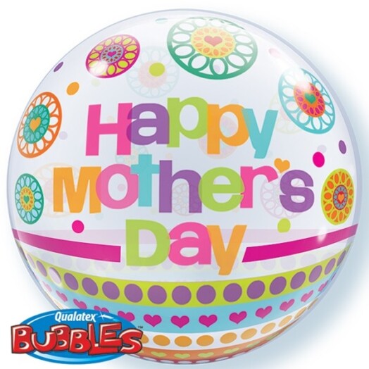 22 Inch Dots & Patterns Mother's Day Bubble Balloon