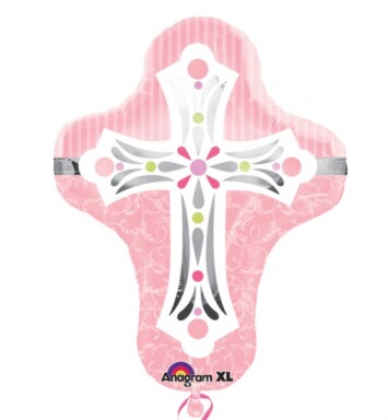 Pink Cross Super Shape Foil Balloon