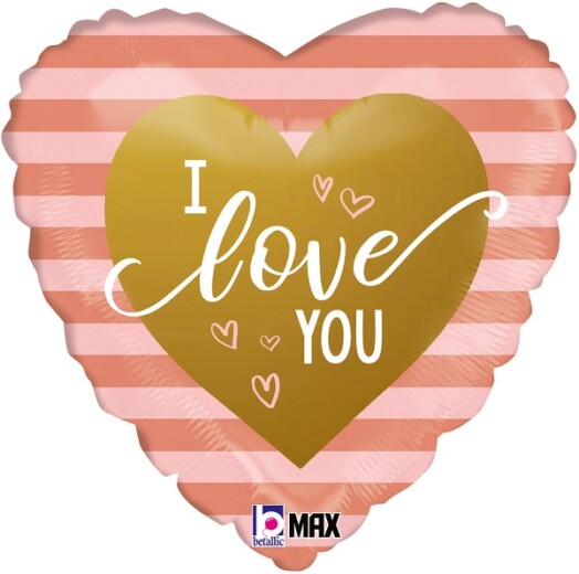 18 Inch Rose Gold Stripes I Love You Foil Balloon