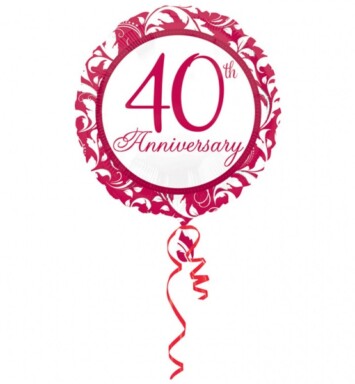 17 Inch Ruby Elegant Scroll 40th Anniversary Foil Balloon