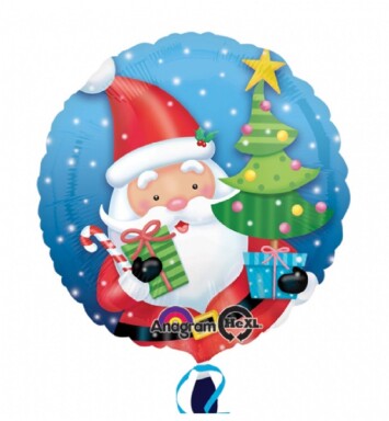 17" Santa with Tree Foil Balloon