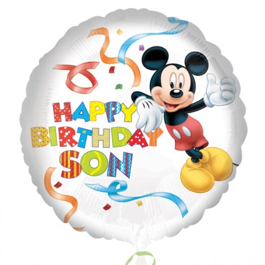 17" Disney Mickey Mouse Happy Birthday Son Foil Balloon
