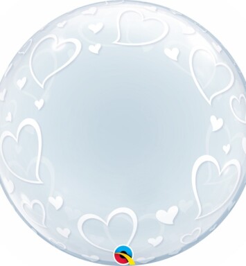 24" Deco Bubble - Stylish Hearts Balloon