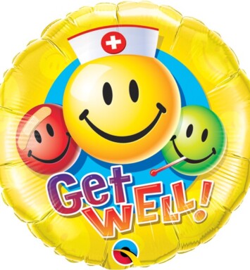 18" Get Well Soon Smiley Faces Foil Balloon