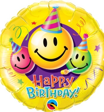 18" Birthday Smiley Faces Foil Balloon