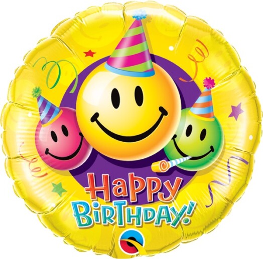 18" Birthday Smiley Faces Foil Balloon