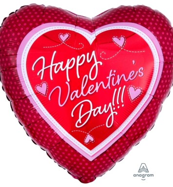 17 Inch Happy Valentine's Day Pink & Red Foil Balloon
