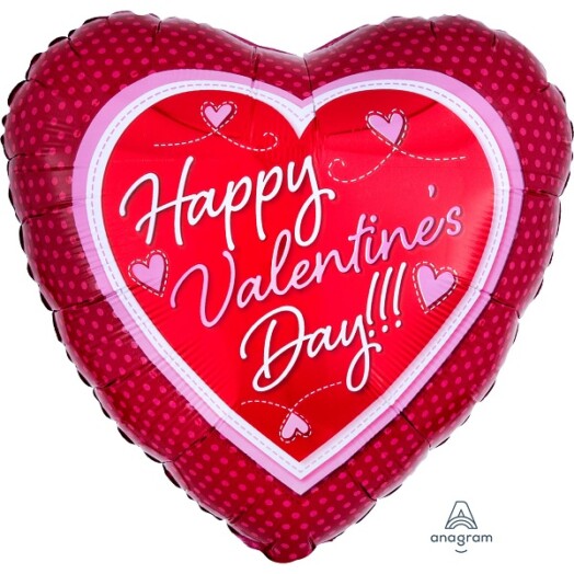 17 Inch Happy Valentine's Day Pink & Red Foil Balloon
