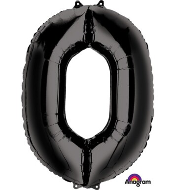 Large Black Number 0 Foil Balloon