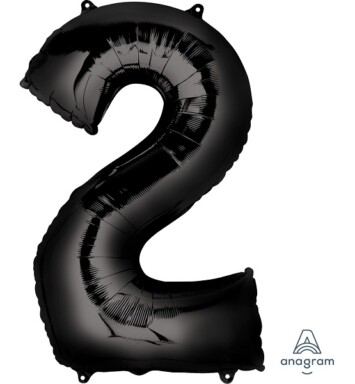 Large Black Number 2 Foil Balloon