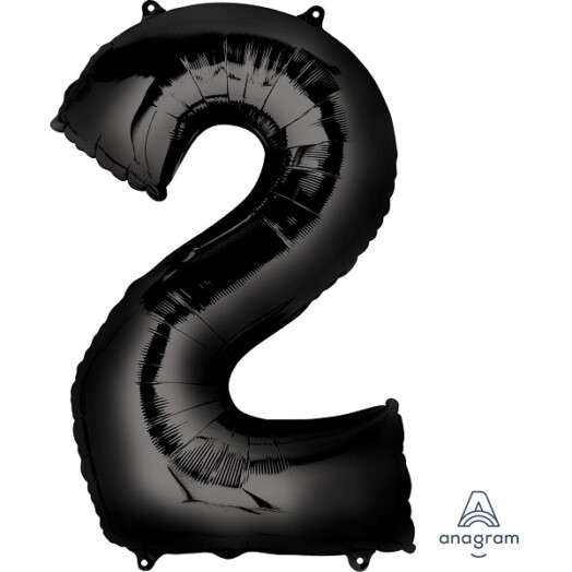 Large Black Number 2 Foil Balloon
