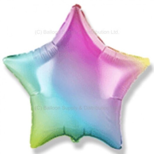 Unpackaged 18" Gradient Pastel Rainbow Star Foil Balloon