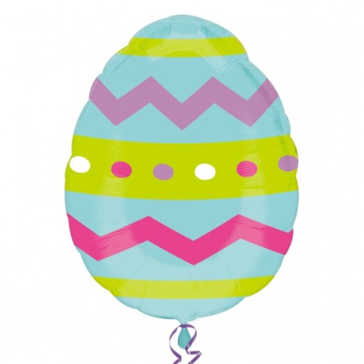 Easter Egg Stripes & Chevrons Junior Shape Foil Balloon