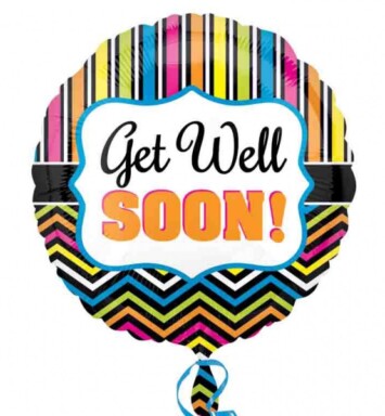 17 Inch Get Well Stripe and Chevron Foil Balloon