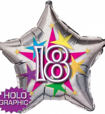 22" 18th Stellar Funn Star Holographic Foil Balloon