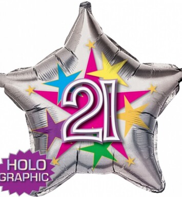 22" 21st Stellar Funn Star Holographic Foil Balloon