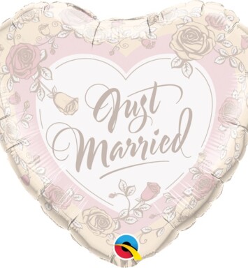 18" Just Married Roses Foil Balloon