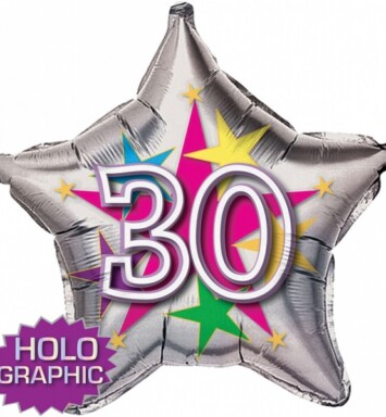 22" 30th Stellar Funn Star Holographic Foil Balloon
