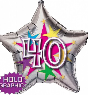 22" 40th Stellar Funn Star Holographic Foil Balloon