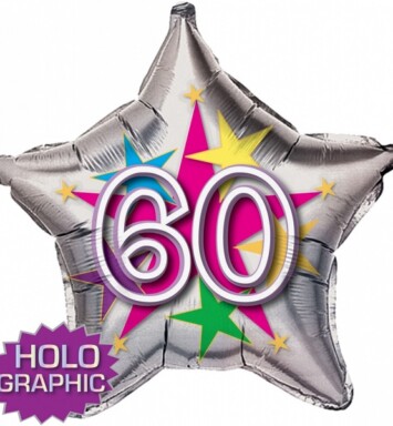 22" 60th Stellar Funn Star Holographic Foil Balloon