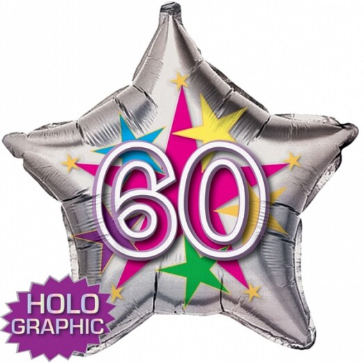 22" 60th Stellar Funn Star Holographic Foil Balloon