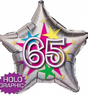 22" 65th Stellar Funn Star Holographic Foil Balloon