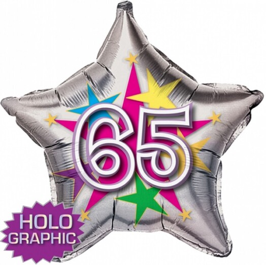 22" 65th Stellar Funn Star Holographic Foil Balloon