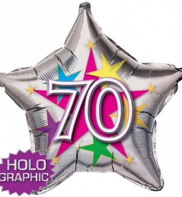 22" 70th Stellar Funn Star Holographic Foil Balloon